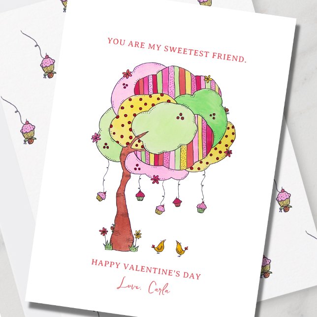 Tarjeta Festiva Cupcakes Sweet Friend Valentine Holiday Card (Subido por el creador)