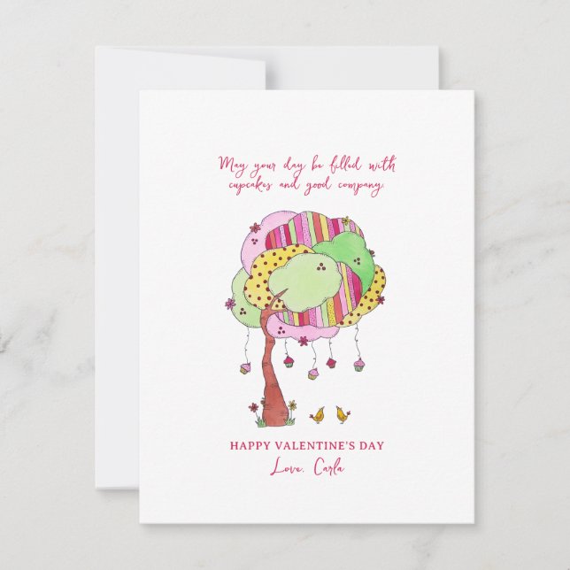 Tarjeta Festiva Cupcakes Valentine Holiday Card (Anverso)