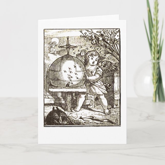 Tarjeta Festiva Cupid atacado por las abejas (Anverso)