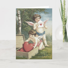 Tarjeta Festiva Cupid Cherub Angel Box Heart Valentine