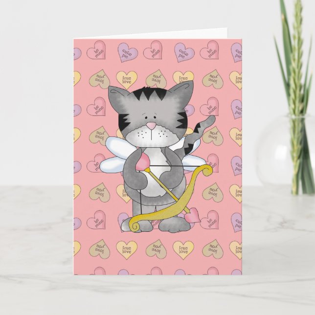 Tarjeta Festiva cupid kitty dulce amor valentino (Anverso)