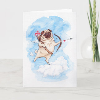 Tarjeta Festiva Cupid pug valentine