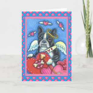 TARJETA FESTIVA CUPIDO DE BOSTÓN BÁSICO, VALENTINA DE PERRO CORTAD