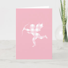 Tarjeta Festiva Cupido de cuadros rosas