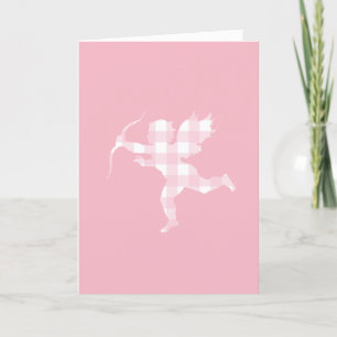 Tarjeta Festiva Cupido de cuadros rosas