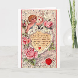 Tarjeta Festiva Cupido De Vintage Con Paloma Y Letra De Amor