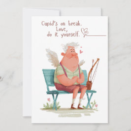 Tarjeta Festiva Cupido está de vacaciones. Amor, hazlo tú mismo.