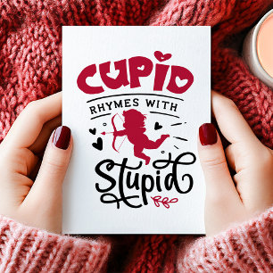 Tarjeta Festiva Cupido rima con estúpido anti San Valentín