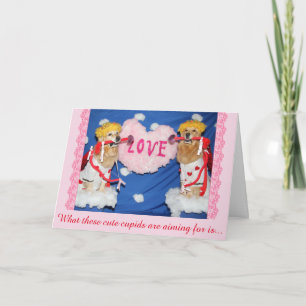 Tarjeta Festiva Cupids del golden retriever del amor