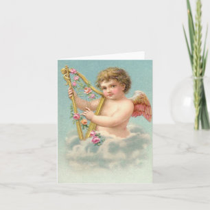 Tarjeta Festiva Cupids del vintage con el corazón