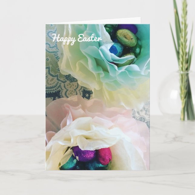 Tarjeta Festiva Cups de Pascua con Volantes (Anverso)