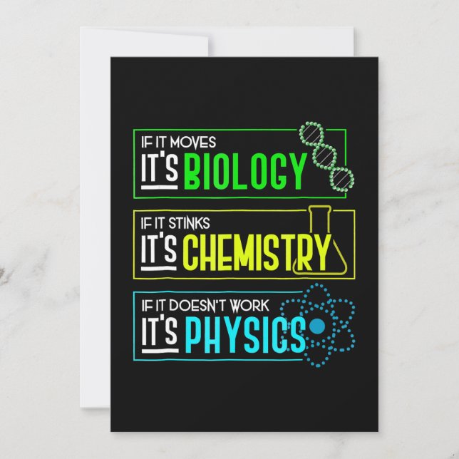 Tarjeta Festiva Curiosa Biología Química Física Nerd Ciencia (Anverso)