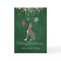 Curiosa marioneta de Greyhound navideña con buenos