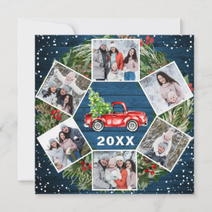 Tarjeta Festiva Curioso qué año 2021 Navidades Red Truck 6 FOTO