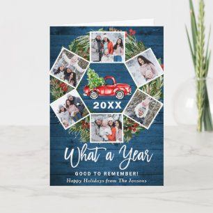 Tarjeta Festiva Curioso qué año 2021 Navidades Red Truck 6 FOTO