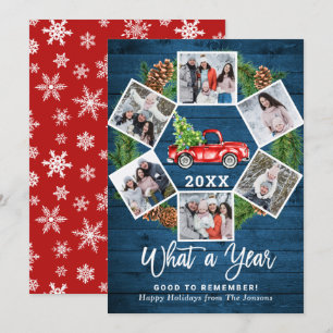Tarjeta Festiva Curioso qué año 2021 Navidades Red Truck 6 FOTO