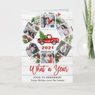 Tarjeta Festiva Curioso qué año 2021 Navidades Red Truck 6 FOTO