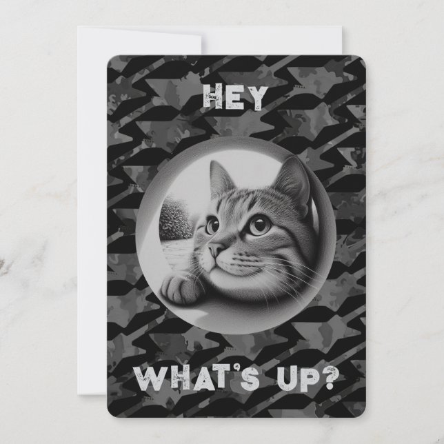 Tarjeta Festiva Curioso qué pasa con el gato animal cita lo perfec (Anverso)