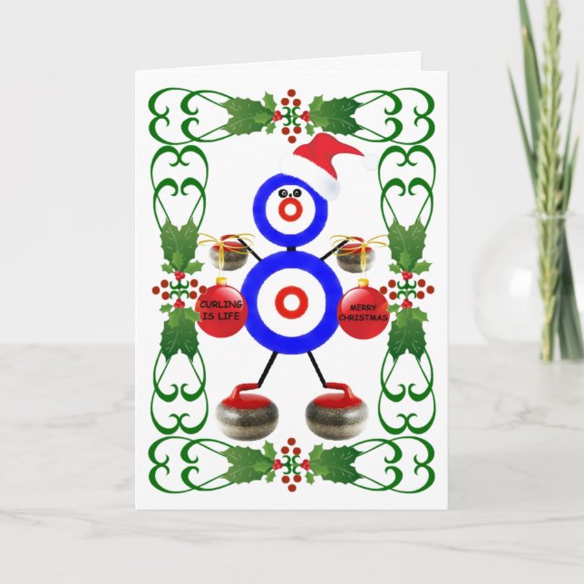 Tarjeta Festiva Curling Personalizados Navidades (Anverso)
