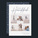 Tarjeta Festiva Cursiva esbozada 6 Collage de fotos Hanukkah<br><div class="desc">Comparte alegría con estas modernas tarjetas de vacaciones de Hanukkah con 6 de tus fotos favoritas en un diseño de collage de cuadrícula. "Happy Hanukkah" aparece en la parte superior del clásico guión cursivo en serif y en un guión casual a mano. Personalice con su apellido y el año en...</div>
