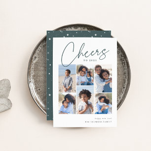 Tarjeta Festiva Cursiva esbozada 6 Collages de fotos Año Nuevo