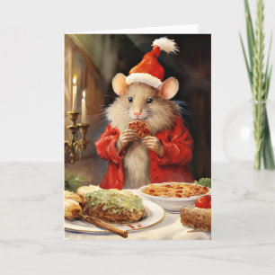 Tarjeta Festiva Curte Divertido Navidades de acuarela Mouse