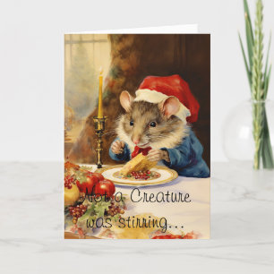 Tarjeta Festiva Curte Divertido Navidades de acuarela Mouse
