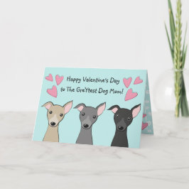 Tarjeta Festiva Curte italiano de Greyhounds Cartoon Dog Mom Valen