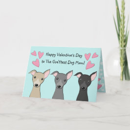 Tarjeta Festiva Curte italiano de Greyhounds Cartoon Dog Mom Valen
