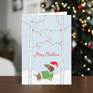 Tarjeta Festiva Curte Merry Christmas Winter Dachshund
