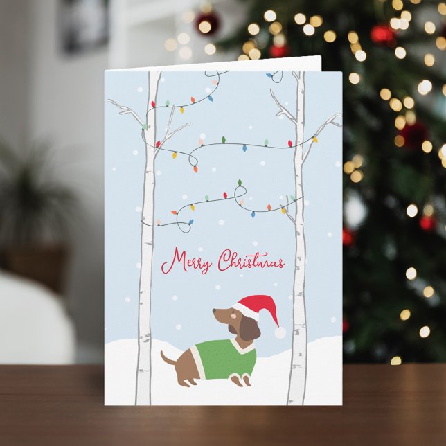 Tarjeta Festiva Curte Merry Christmas Winter Dachshund (Subido por el creador)