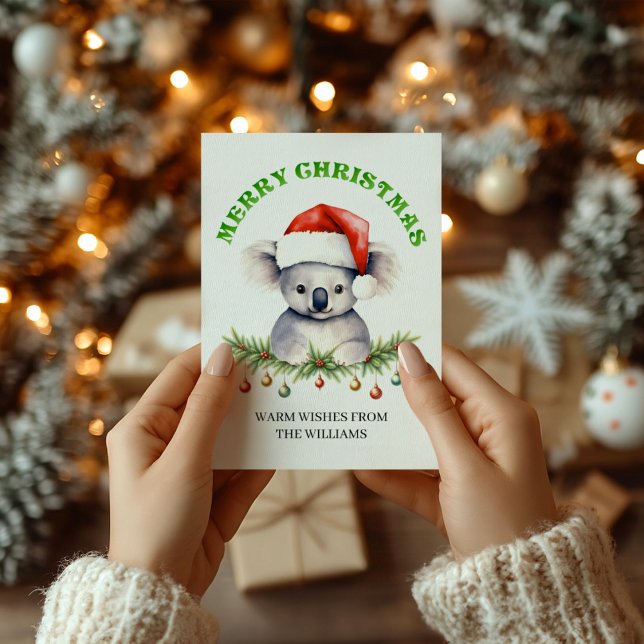 Tarjeta Festiva Custom Aussie Wildlife Koala Family Christmas Card (Subido por el creador)