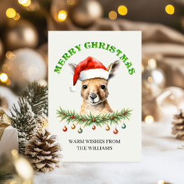 Tarjeta Festiva Custom Aussie Wildlife Roo Family Christmas Card
