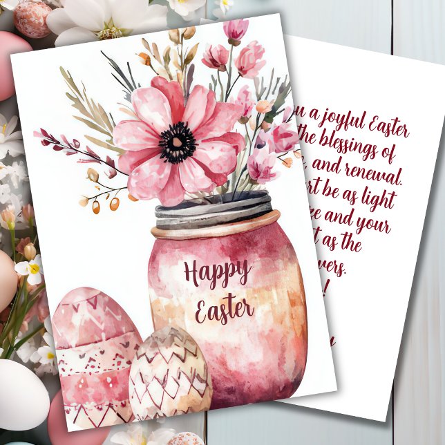 Tarjeta Festiva Custom Easter Card with Easter Eggs and Flowers (Subido por el creador)