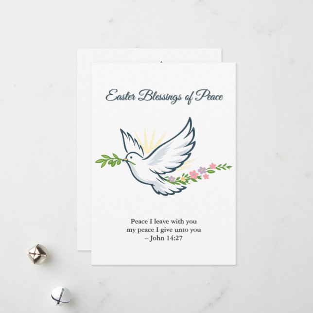 Tarjeta Festiva Custom Easter Dove Greeting Card with Olive Branch (Anverso/Reverso In Situ)