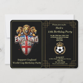Tarjeta Festiva Custom England Soccer Team 3 Lions Birthday Invite
