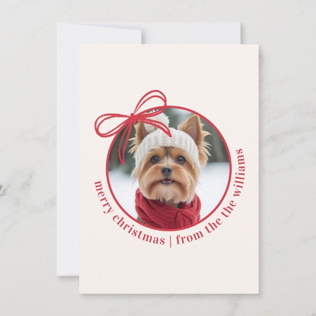 Tarjeta Festiva Custom Family Pet Photo Merry Christmas (Anverso)