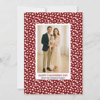 Tarjeta Festiva Custom Family Photo Hearts Pattern Valentine's Day