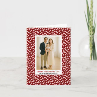 Tarjeta Festiva Custom Family Photo Hearts Pattern Valentine's Day