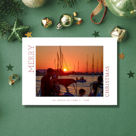 Tarjeta Festiva Custom family photo merry christmas Card