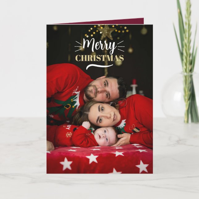 Tarjeta Festiva Custom family photos merry christmas Card (Anverso)