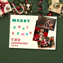 Tarjeta Festiva Custom family photos merry christmas Card