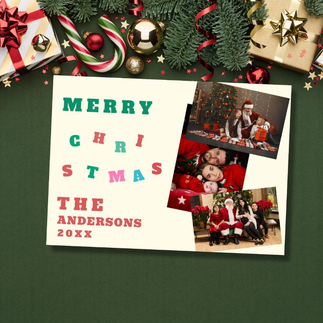 Tarjeta Festiva Custom family photos merry christmas Card (Subido por el creador)