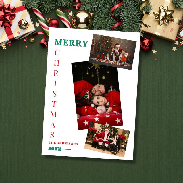 Tarjeta Festiva Custom family photos merry christmas Card (Subido por el creador)