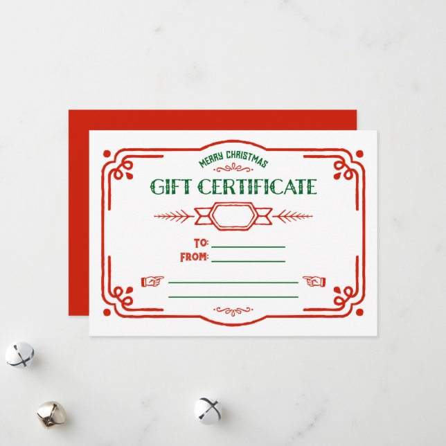 Tarjeta Festiva Custom Fill in the Blank Holiday Gift Certificate (Anverso/Reverso In Situ)