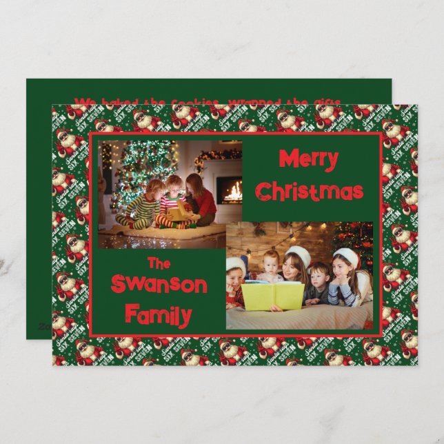 Tarjeta Festiva Custom Funny Christmas Card with Family Greeting  (Anverso / Reverso)