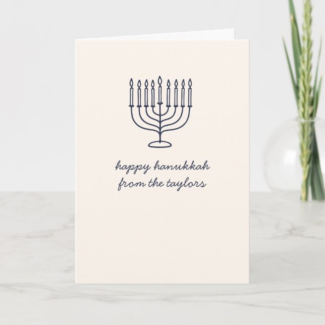 Tarjeta Festiva Custom Hanukkah Menorah Minimalist Doodle Letter (Anverso)