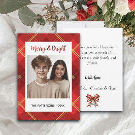 Tarjeta Festiva Custom Happy Holidays Fun Plaid Red Green Photo