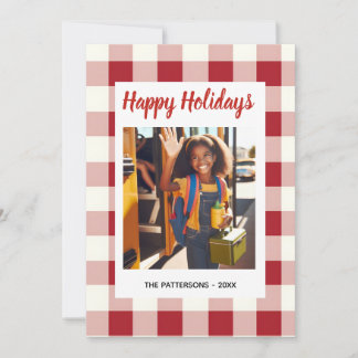 Tarjeta Festiva Custom Happy Holidays Fun Plaid Red Green Photo
