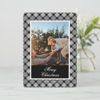 Tarjeta Festiva Custom Holiday Photo Card in Modern Plaid